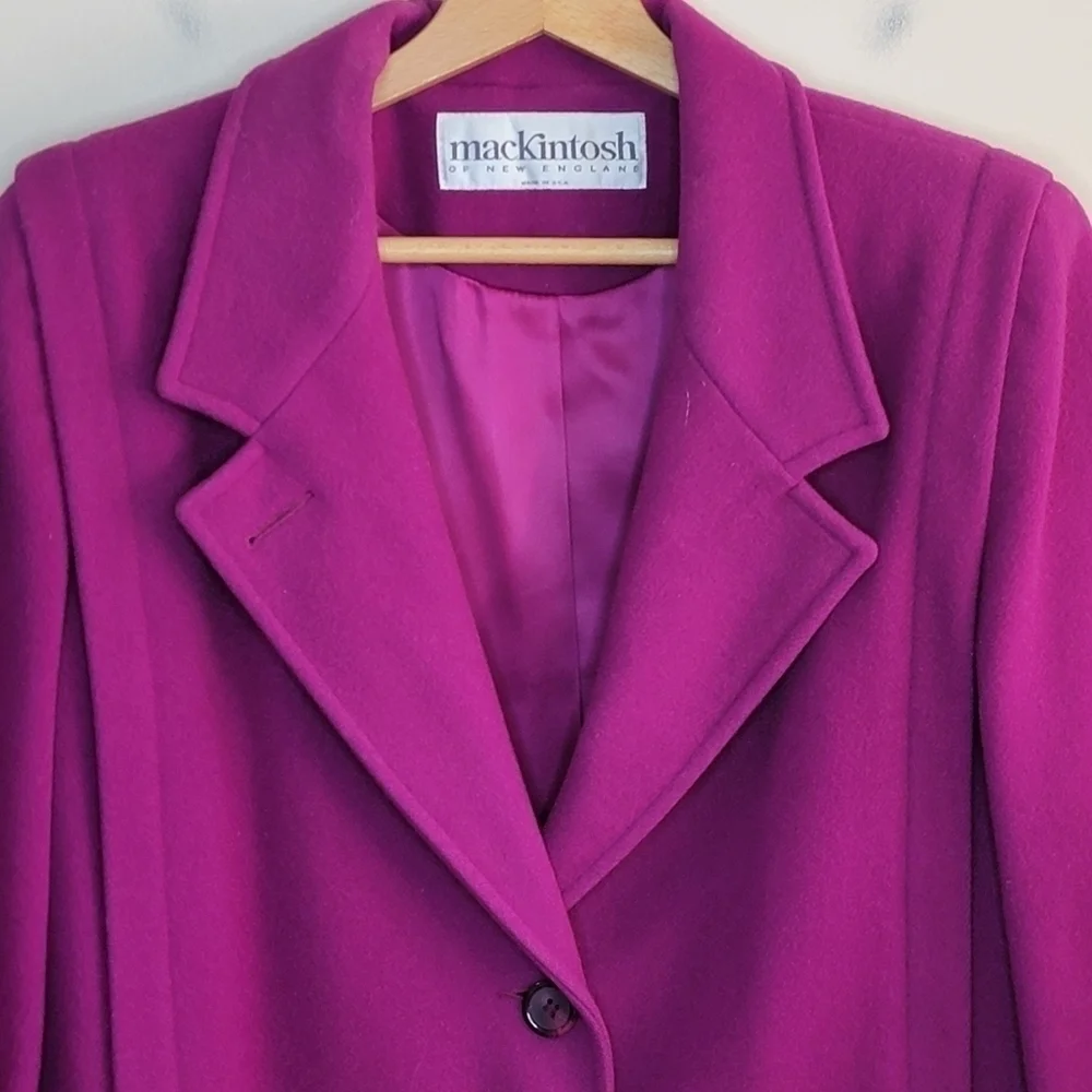 Vintage Mackintosh of New England Magenta Wool Button Front Coat